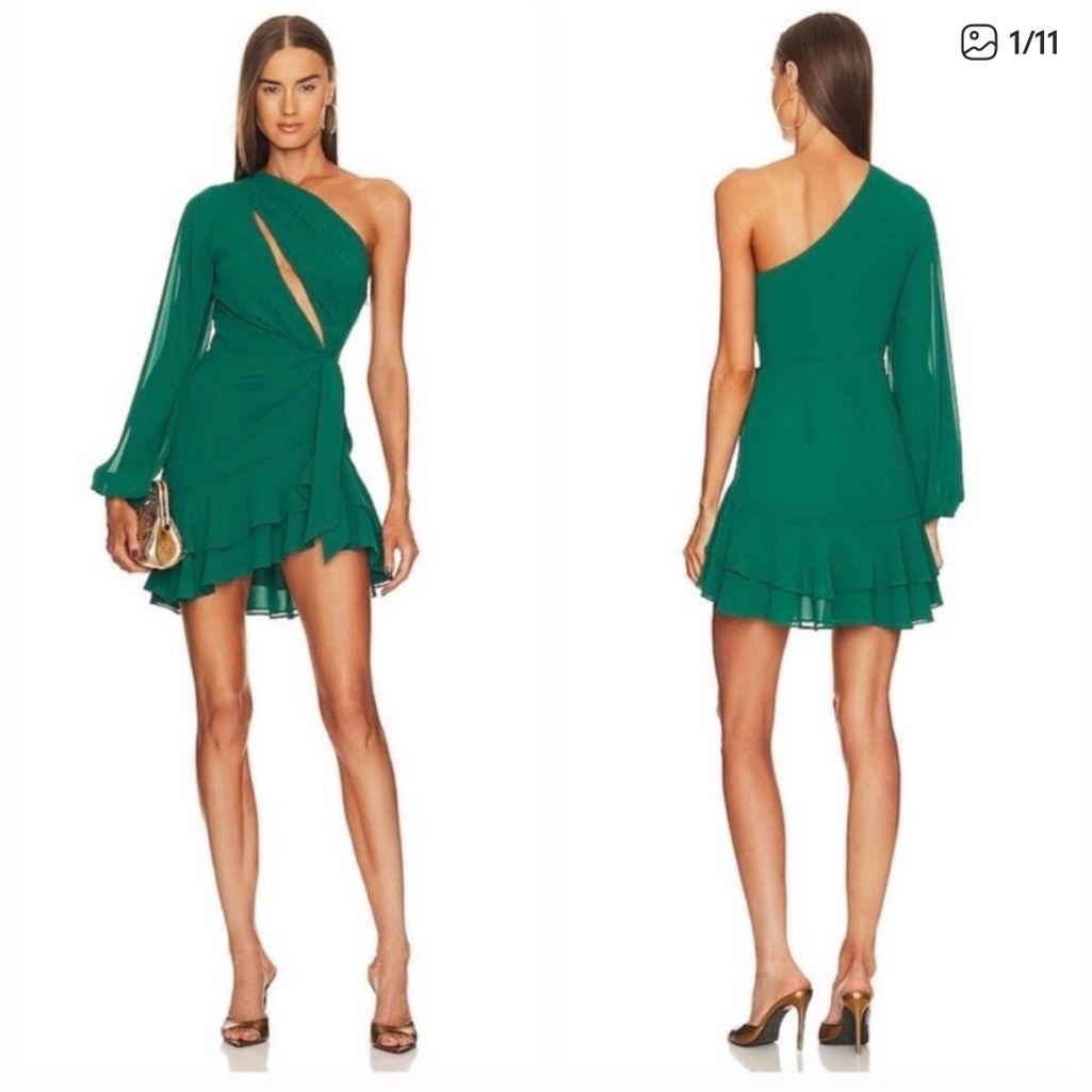 Chic One-Shoulder Green Dress